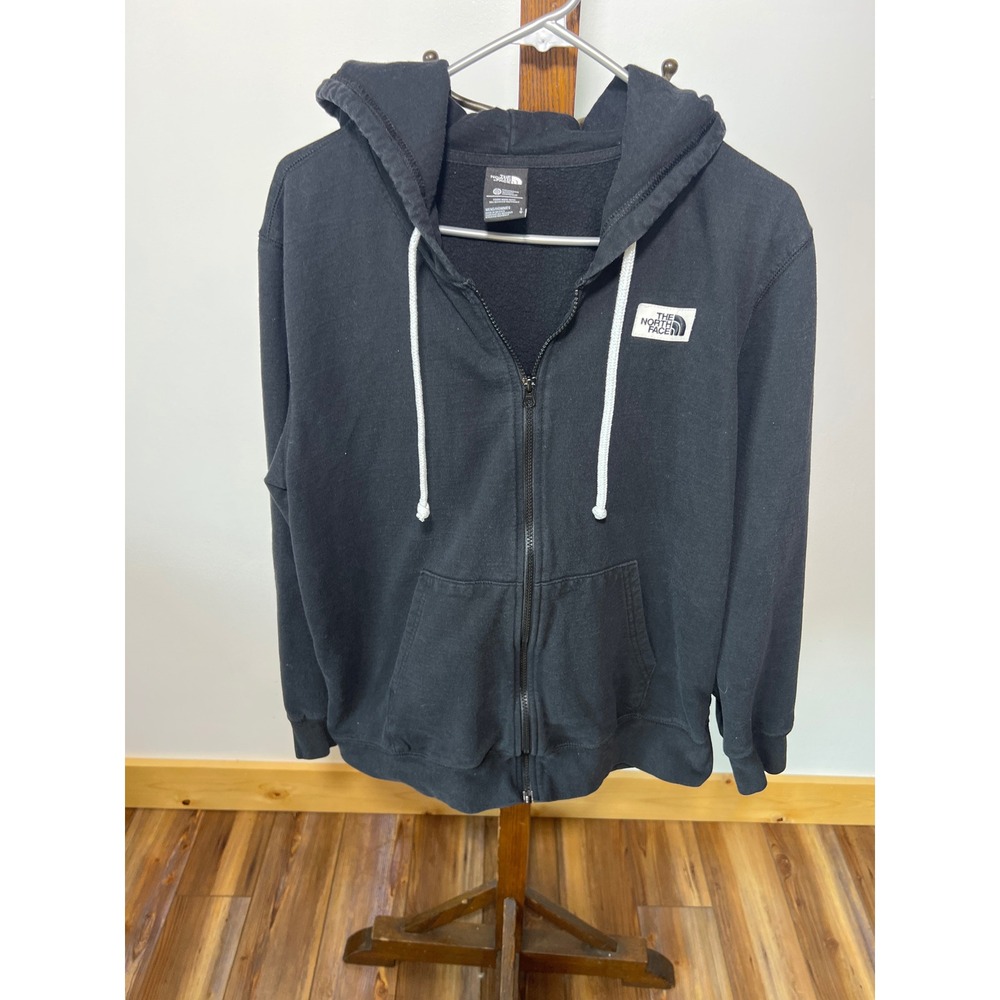 The North Face Mens Black Full Zip Fleece Hoodie Box Logo‎ Sweatshirt Large